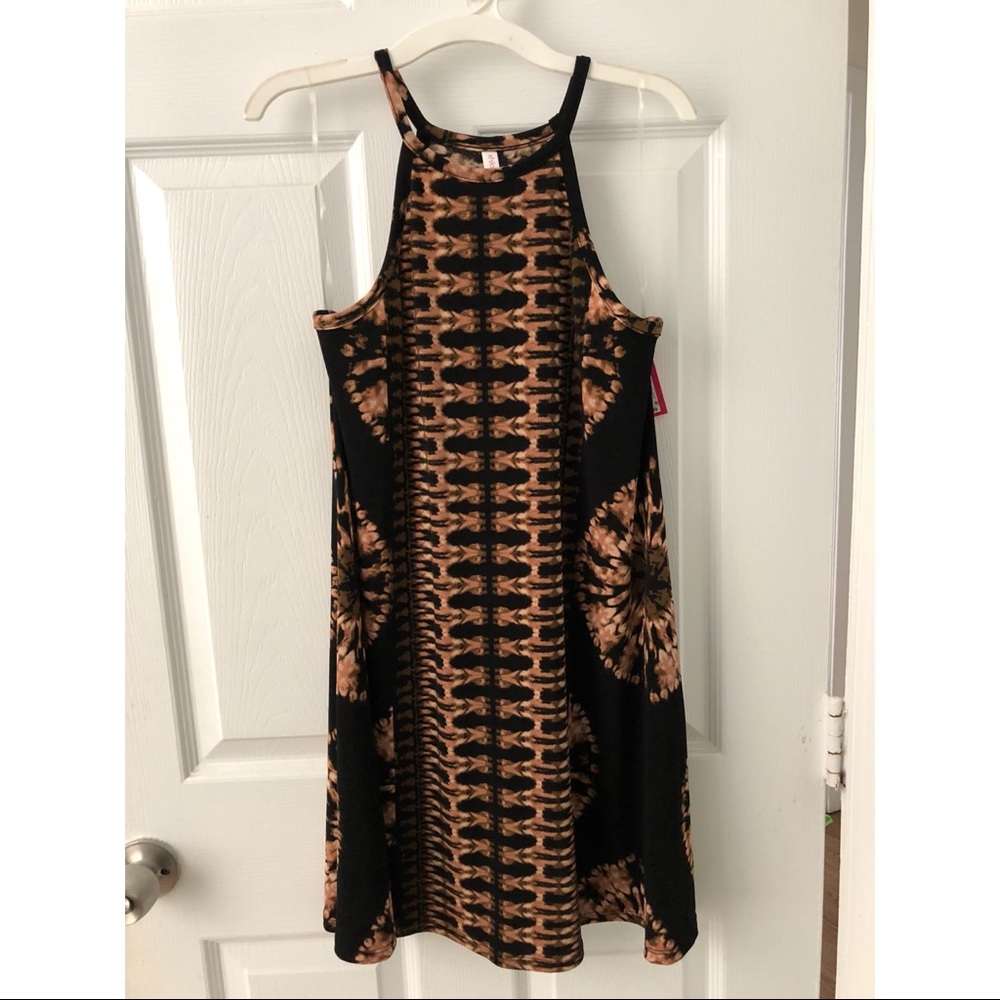 Black and brown tie-dye tank dress